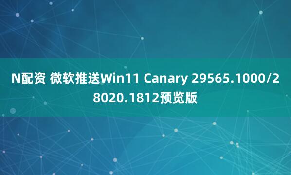 N配资 微软推送Win11 Canary 29565.1000/28020.1812预览版